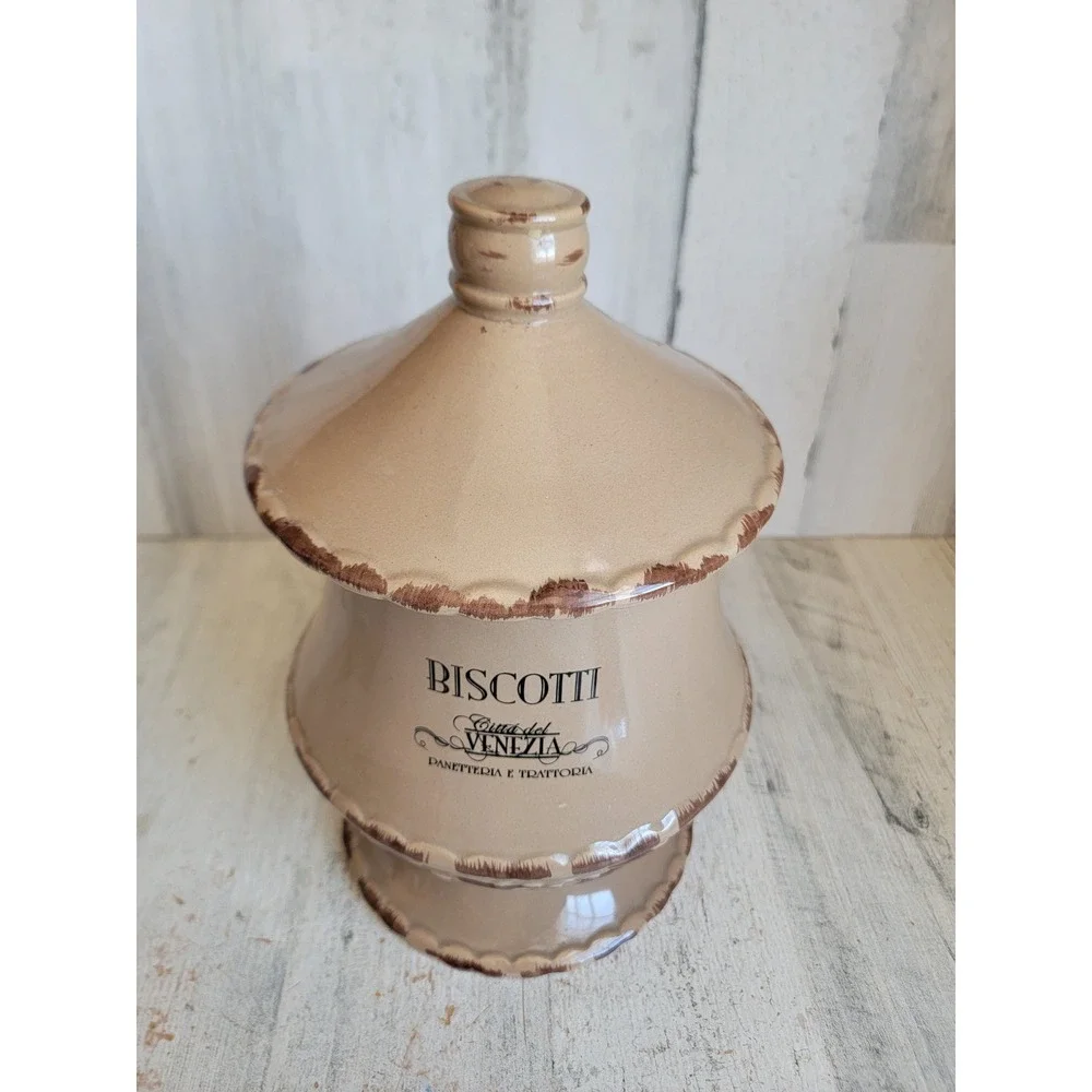 Biscotti Brown Cookie Jar citta del Venezia Ceramic Designpac Panetteria